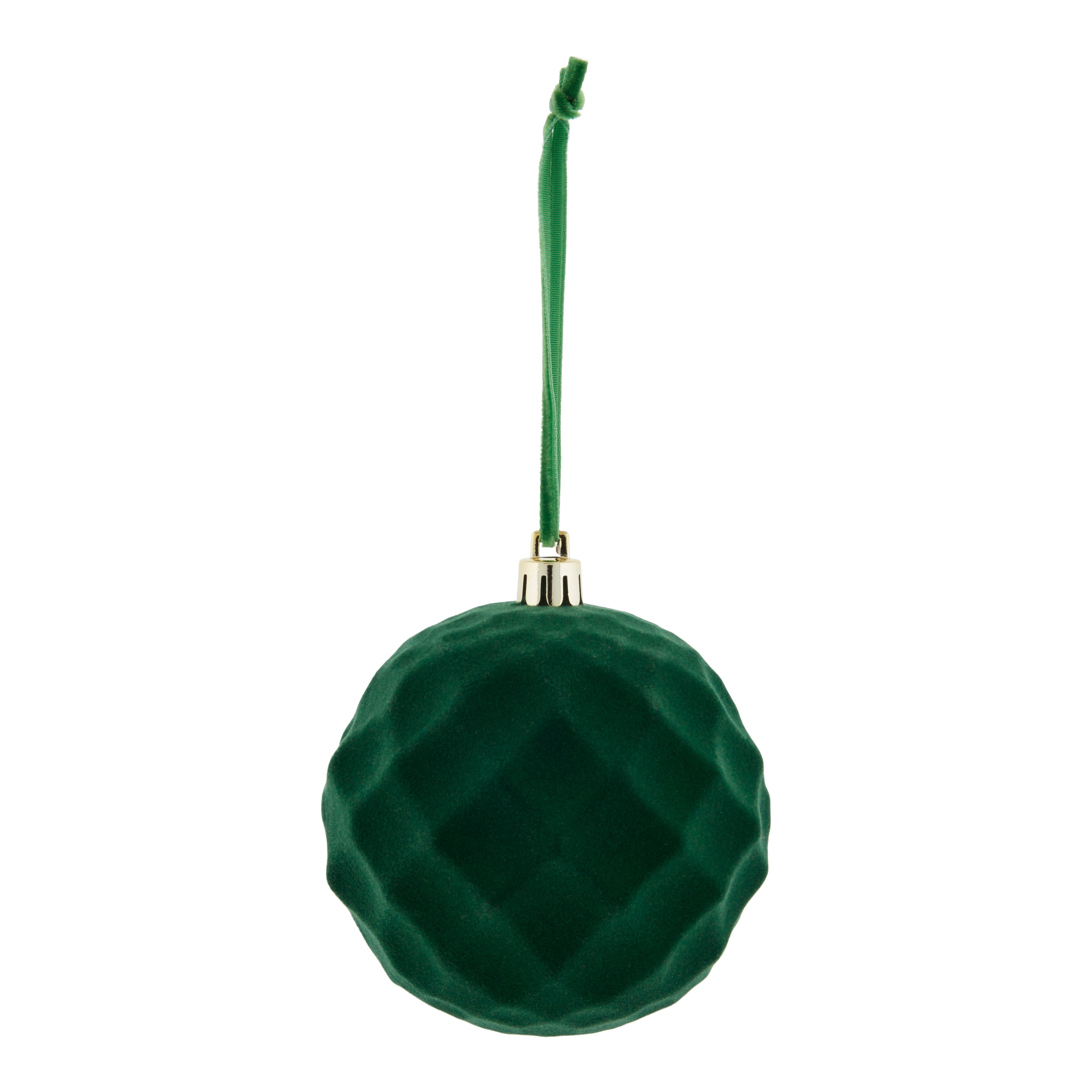 Refined classics Green Flocked effect Plastic Diamond Bauble (D) 80mm ...