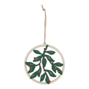 Refined classics Multicolour Mistletoe Wood Hanging decoration