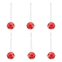 Refined classics Red Metallic effect Bell Metal Circular Bauble, Set of 6 (D) 40mm