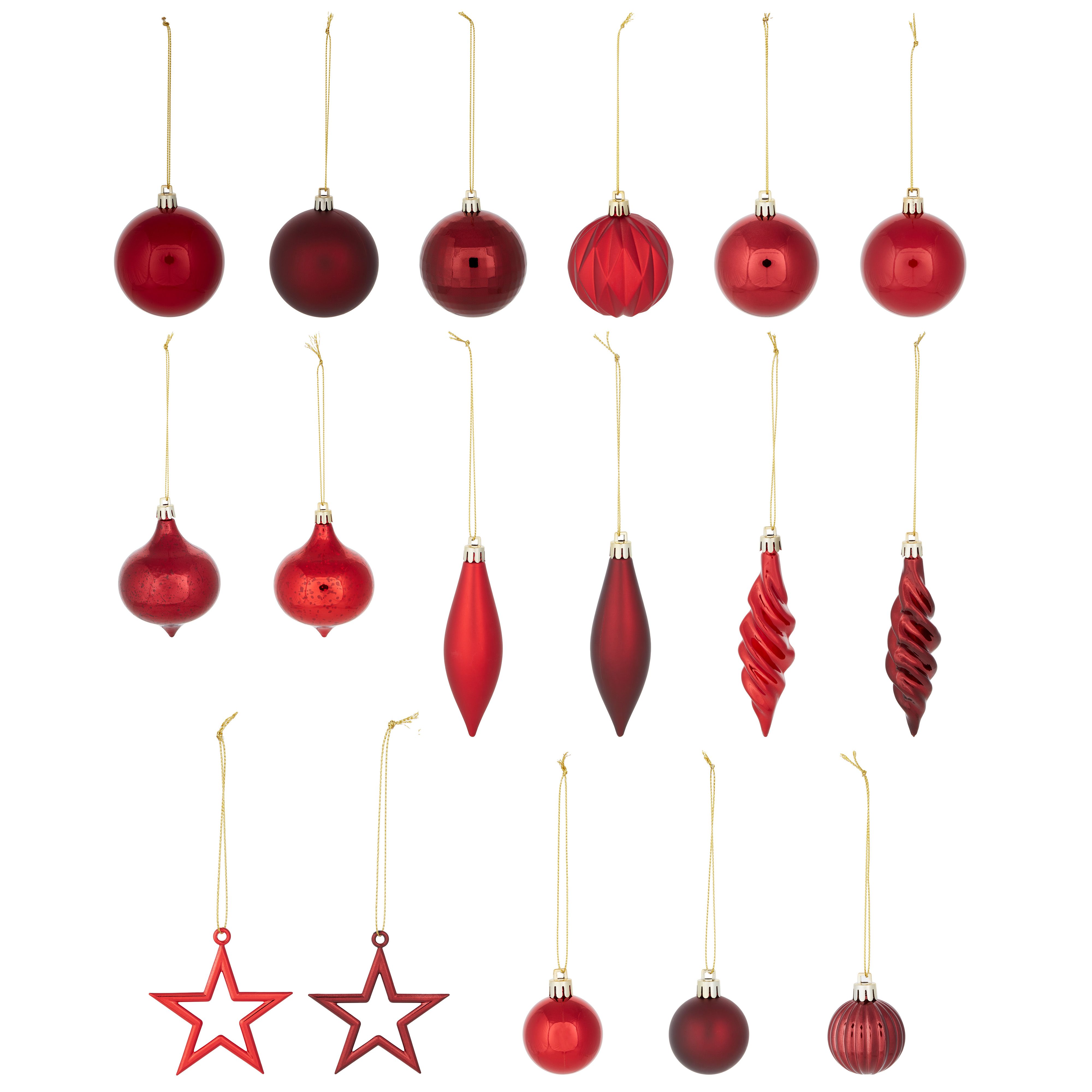 Refined classics Red Plastic Hanging decoration set, Pack of 40