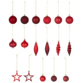 Refined classics Red Plastic Hanging decoration set, Pack of 40