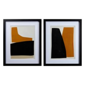 Reflex Abstract black & yellow design Multicolour Framed print (H)54cm x (W)44cm, Set