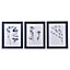 Reflex Watercolour blue floral design Multicolour Framed print (H)43cm x (W)33cm, Set