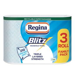 Regina Blitz Blue & white Paper roll, Pack of 3