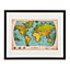 Retro world map Black Framed print (H)43cm x (W)53cm