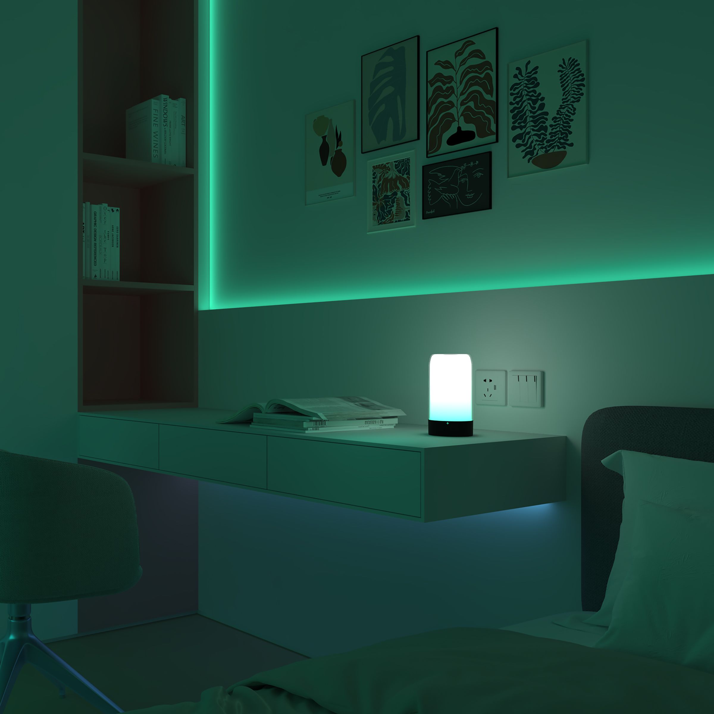 RGB LED Battery-powered Black Table light
