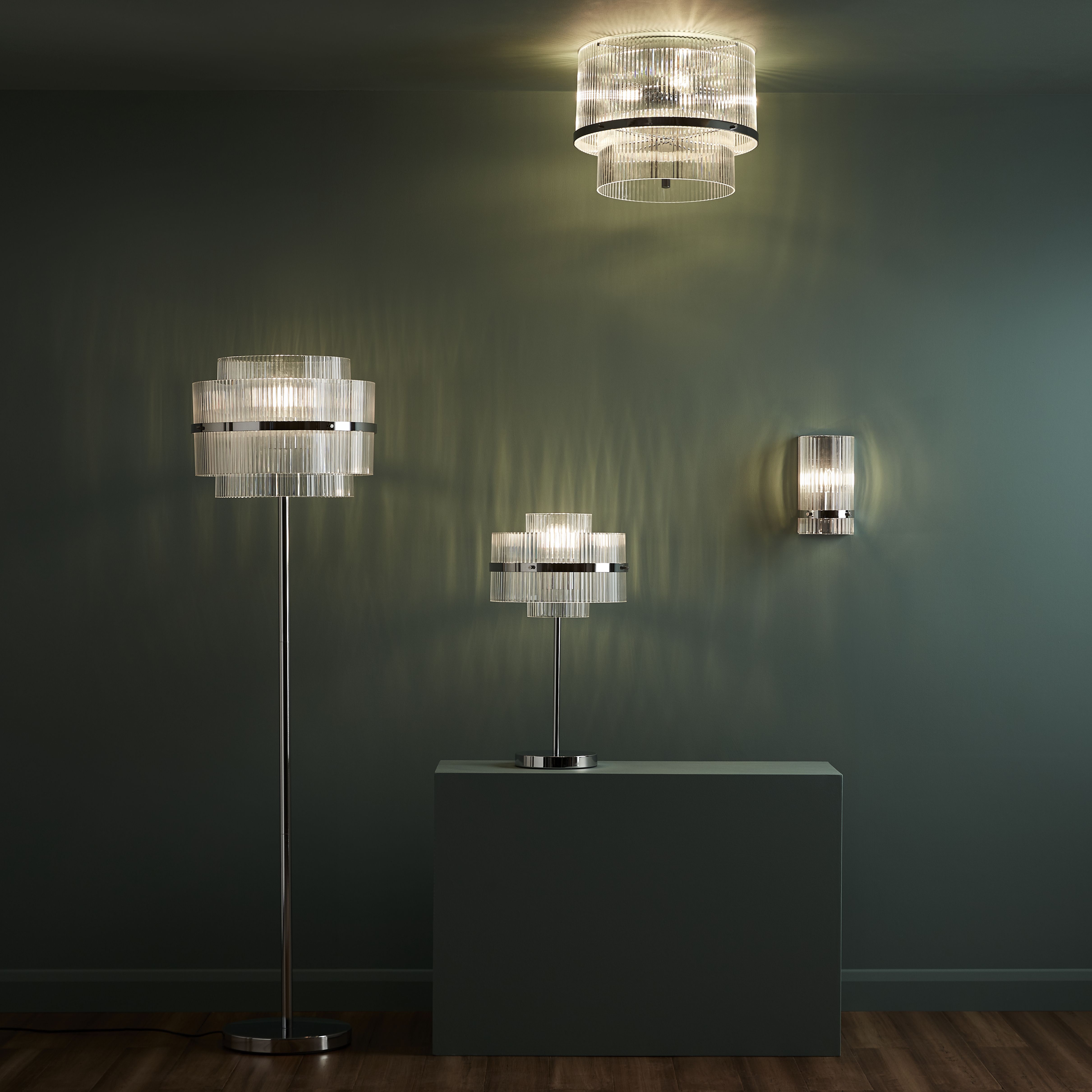 Rhyolit Chrome effect 3 Lamp Pendant ceiling light, (Dia)415mm
