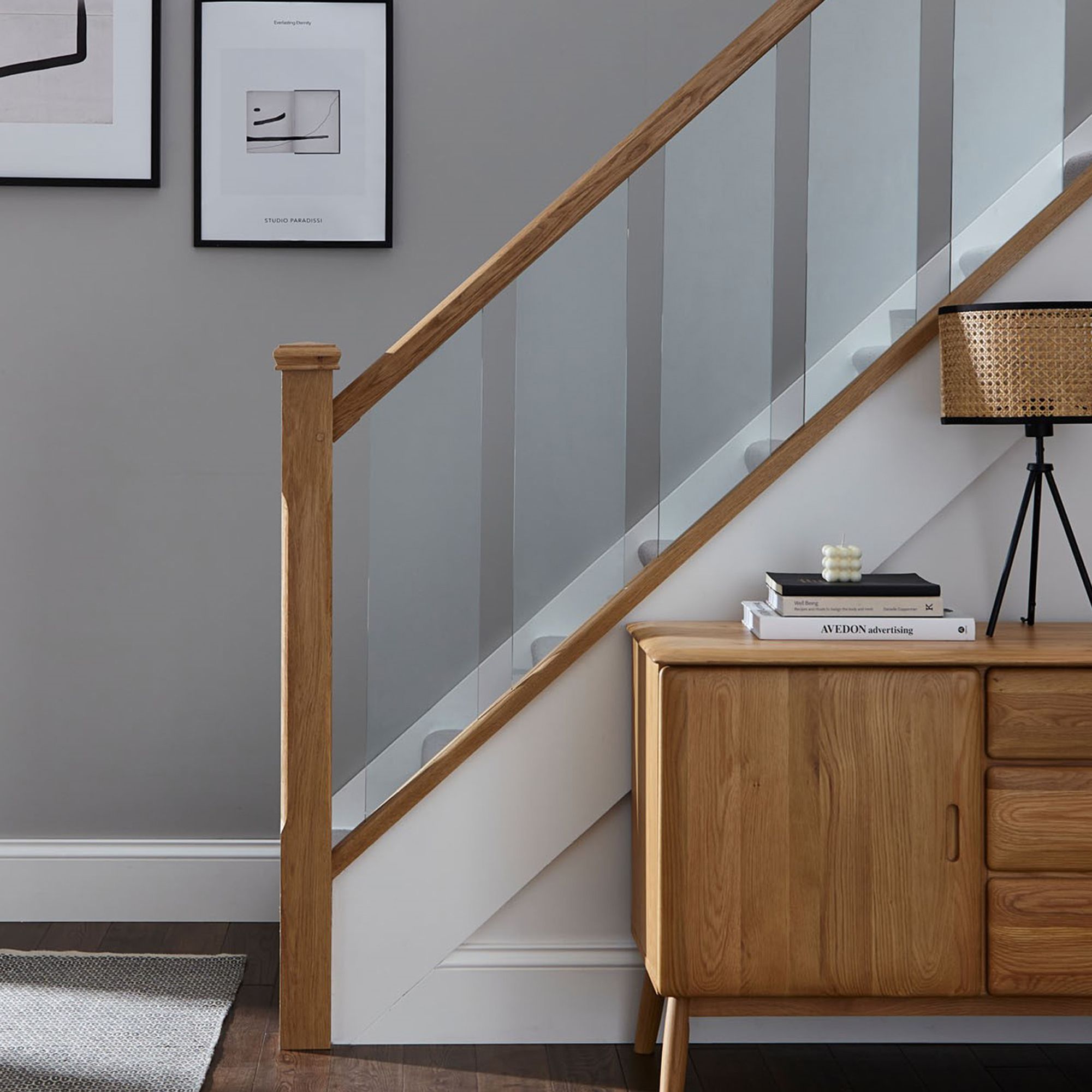 Richard Burbidge Elements Brown White oak 8mm Handrail, (L)3.6m (D)60mm ...