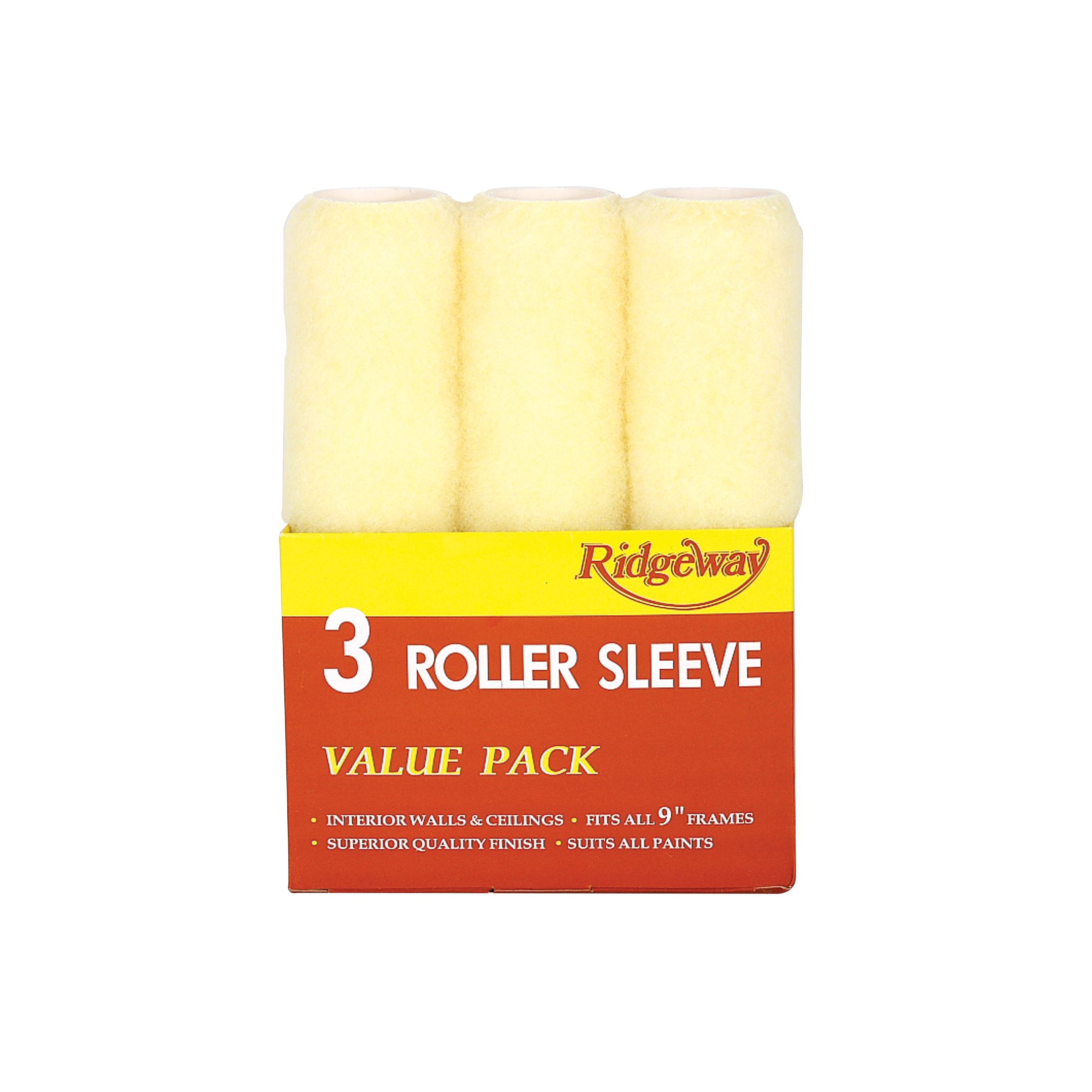 Ridgeway Roller Sleeves Medium Pile Polyester 9" Roller sleeve, Pack of 3