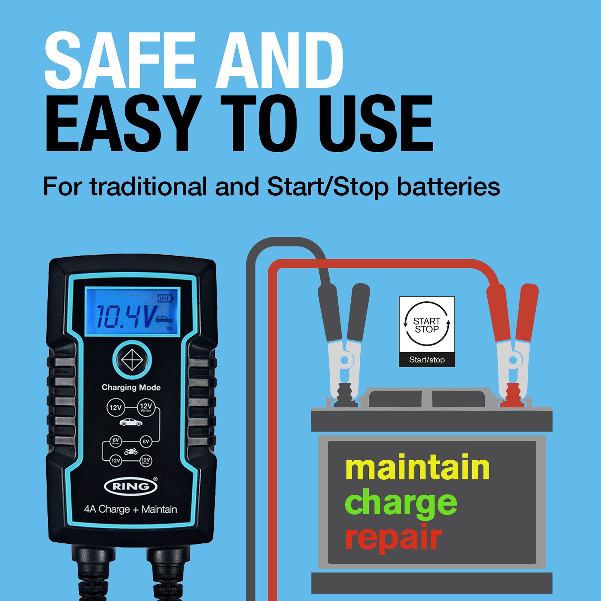 Ring Automotive 800 Series 4A Smart car battery charger