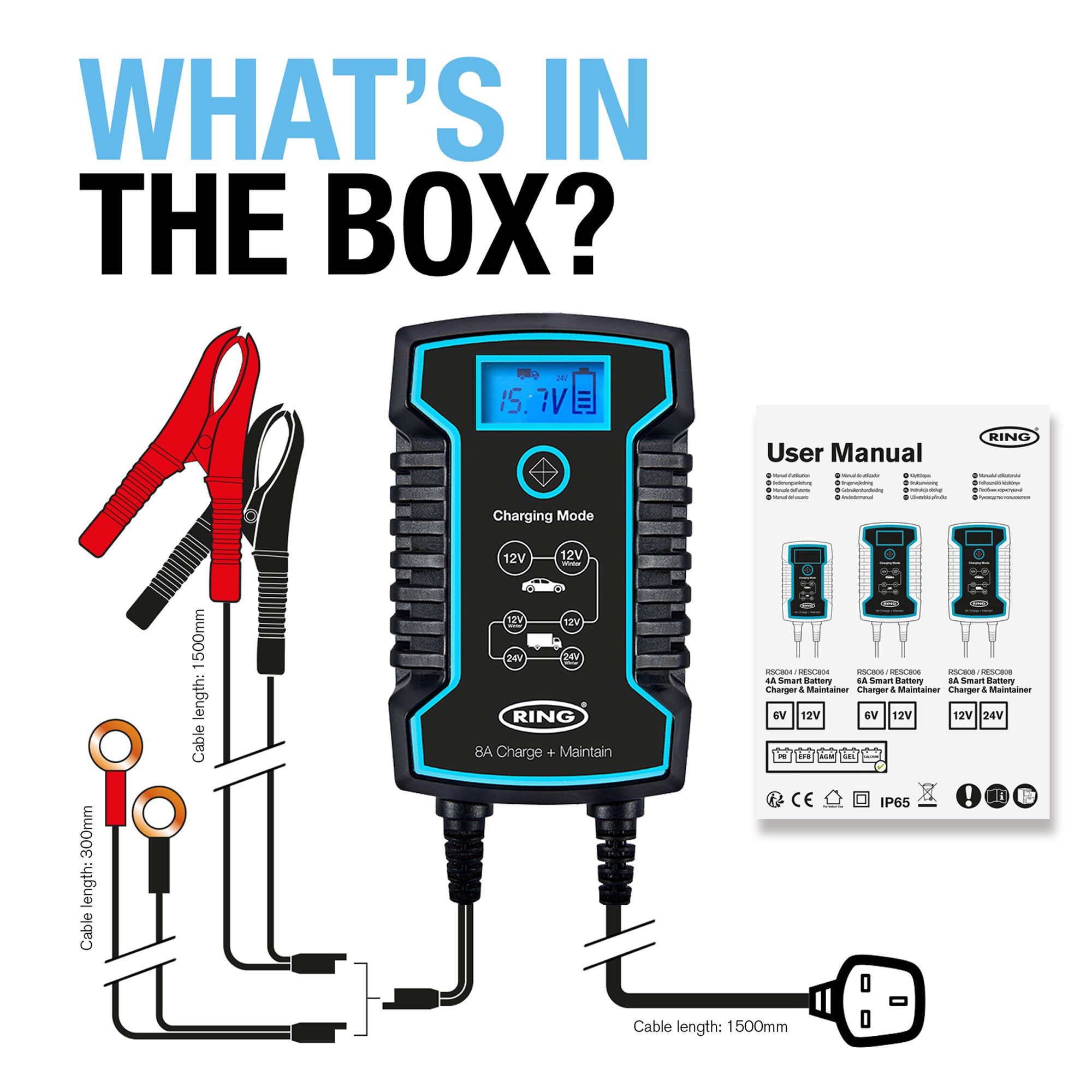 Ring Automotive 800 Series 8A Smart car battery charger