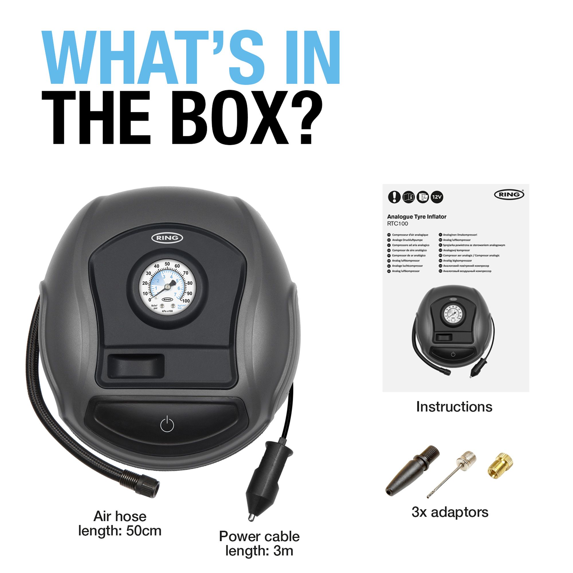 Ring Automotive RTC Analogue Air tyre inflator - 9