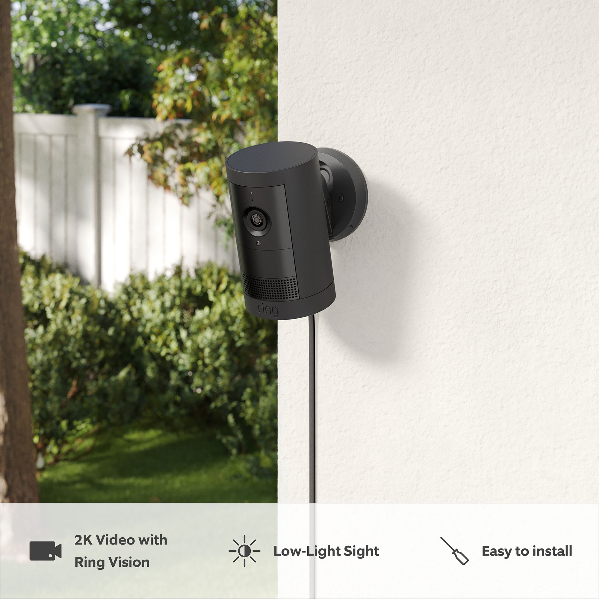 Ring Plug In Wi-fi Outdoor Swivel & tilt Smart IP camera in Black