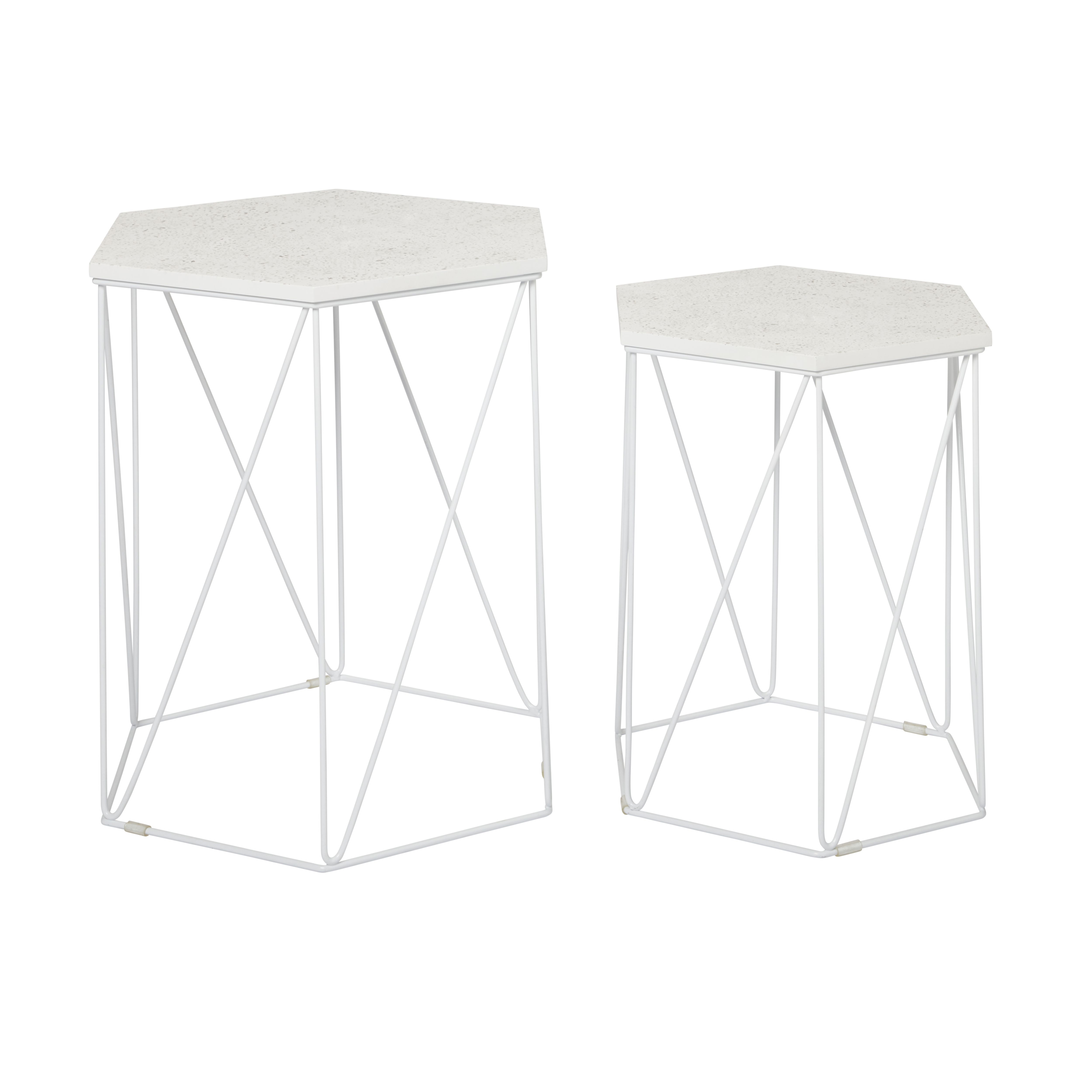Risco Matt White Marble effect Side table Set of 2