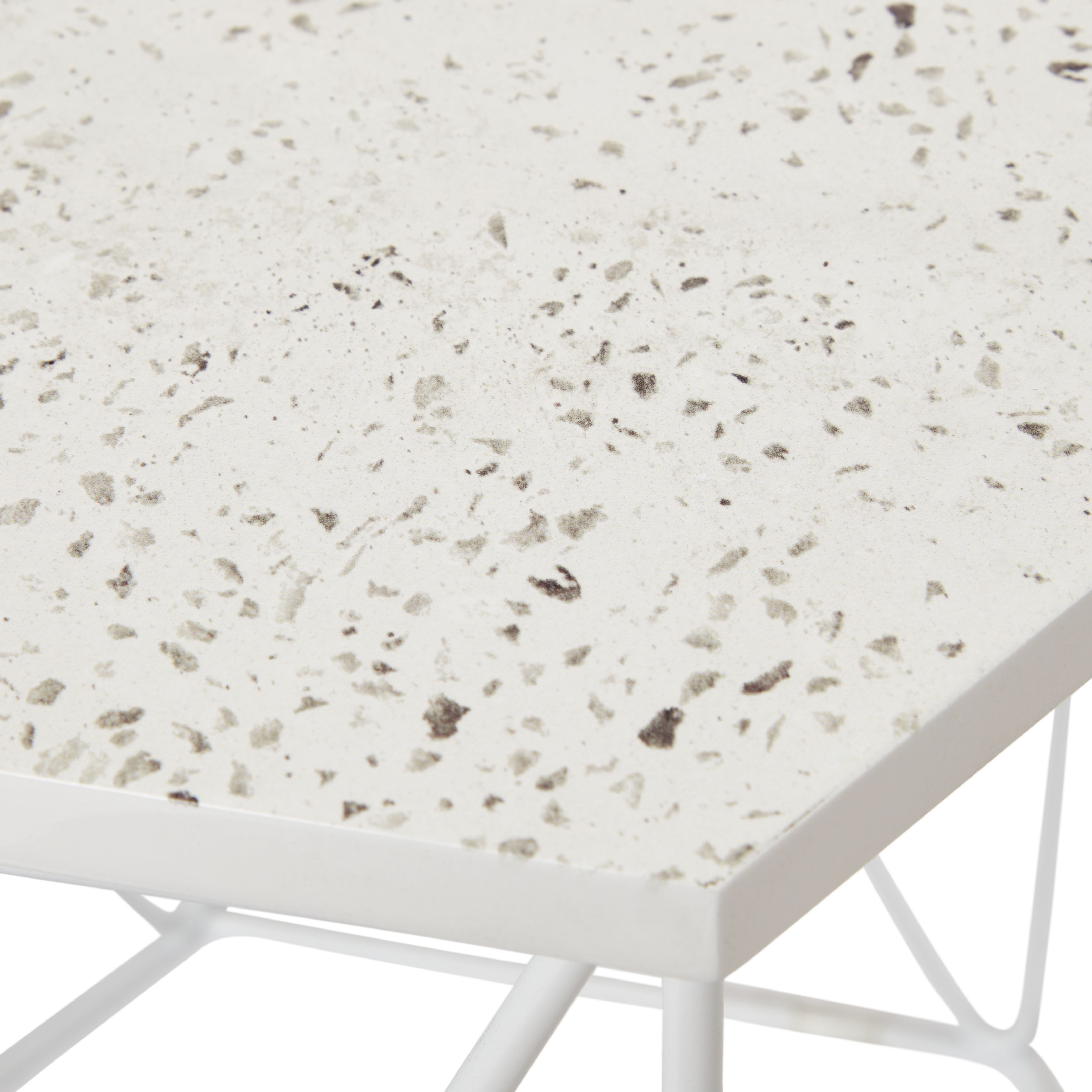 Risco Matt White Marble effect Side table Set of 2