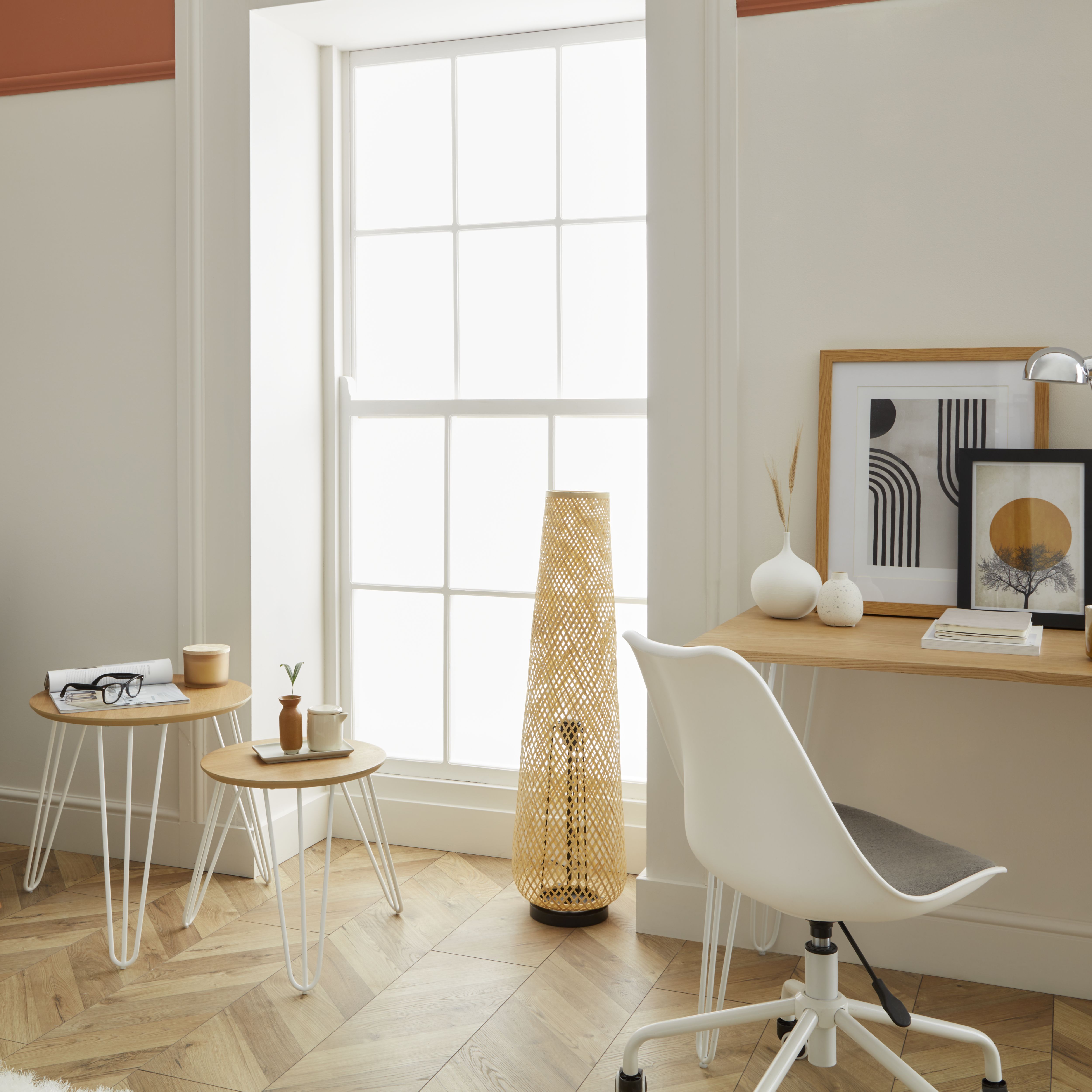 Risco Matt White Marble effect Side table Set of 2