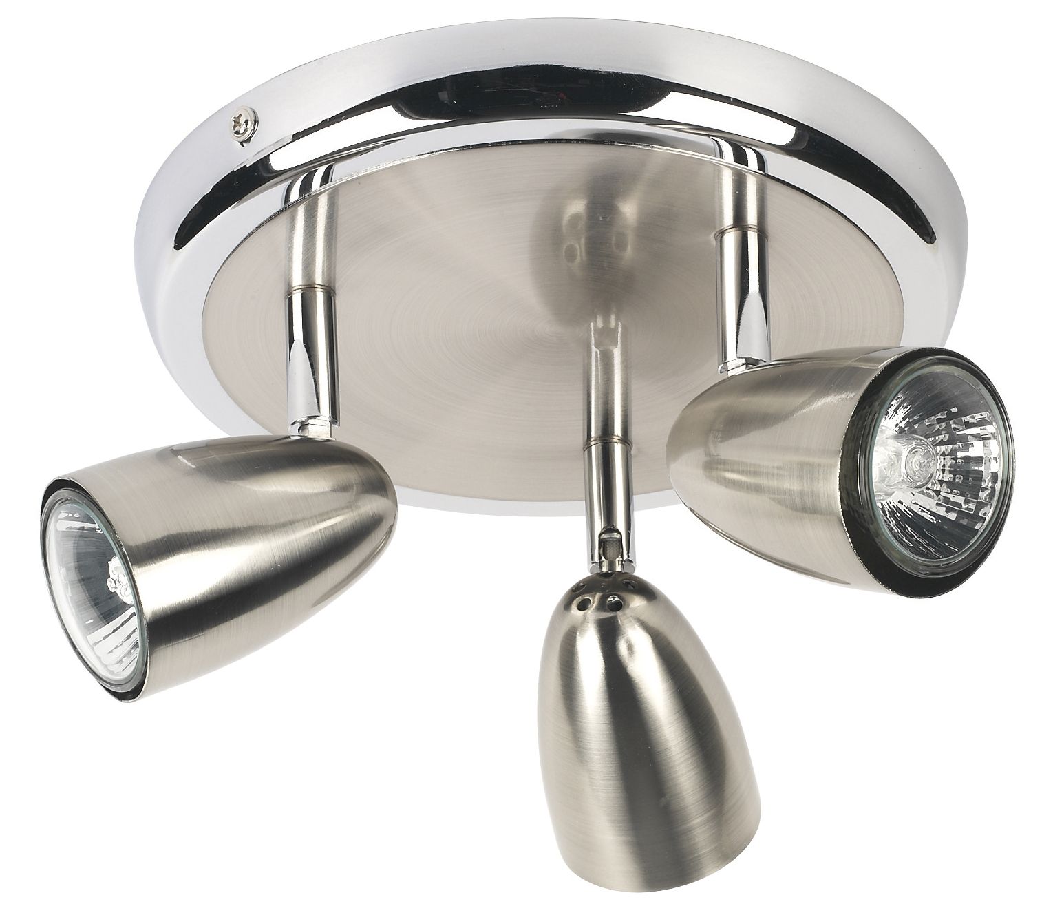 Rocket Brushed Chrome effect Mains-powered 3 lamp Spotlight | DIY at B&Q