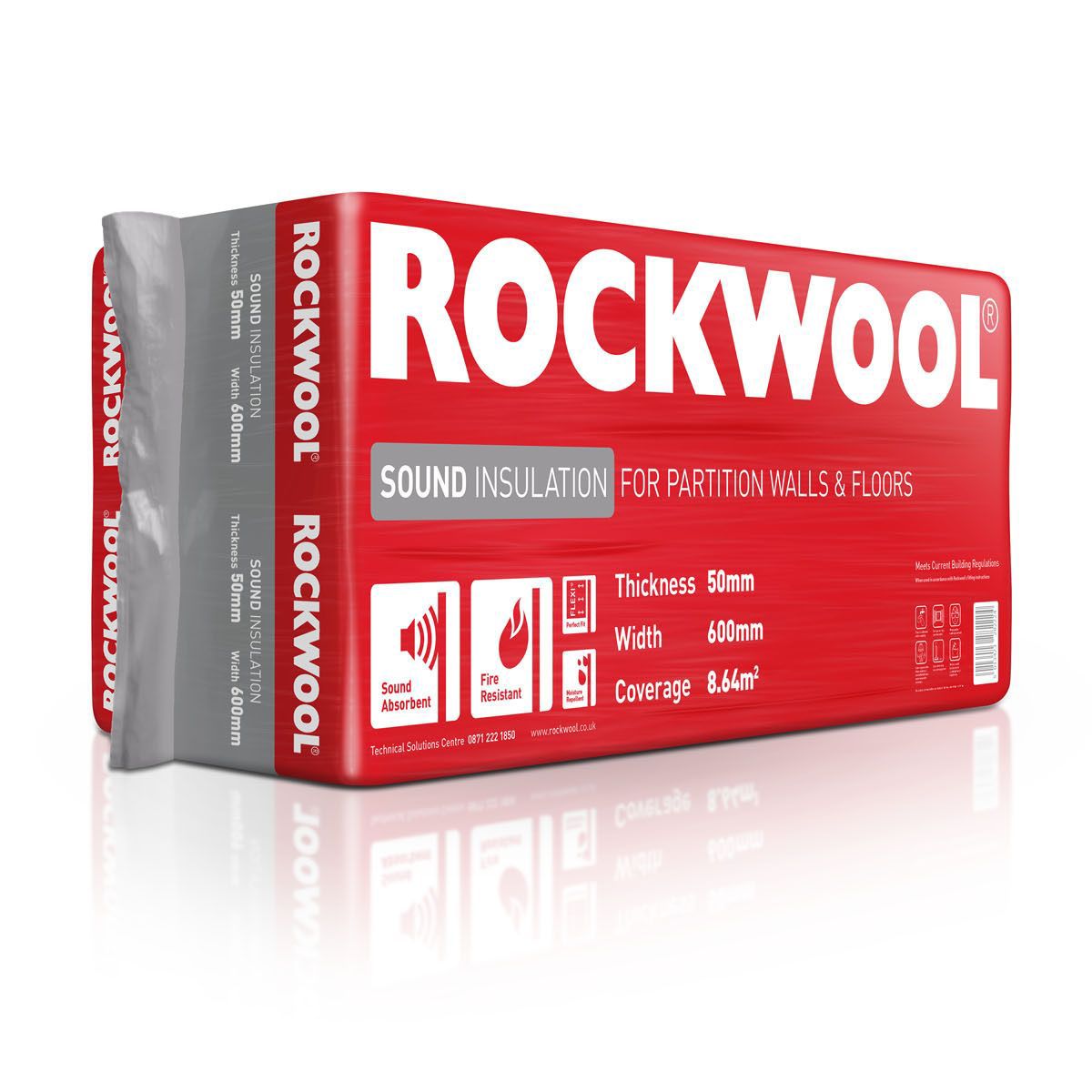 Rockwool Acoustic Cavity Slab (L)1.2m (W)0.6m (T)50mm, Pack Of 12 | DIY ...