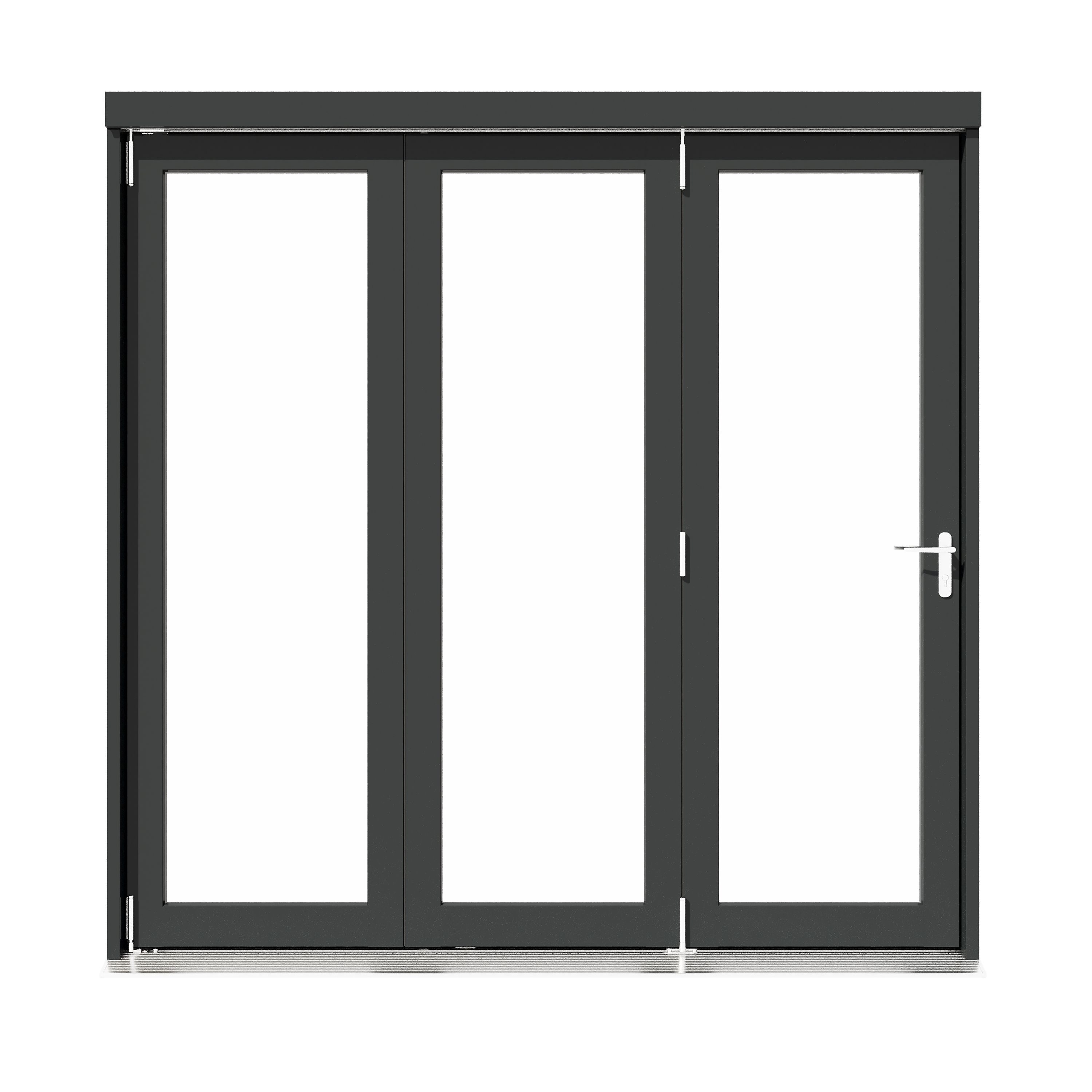 Rohden Clear Fully glazed Anthracite Grey Timber External Contemporary 3 Patio Bi-folding door, (H)2090mm (W)2090mm