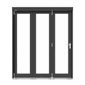 Rohden Clear Fully glazed Anthracite Grey Timber External Contemporary 3 Patio door, (H)2090mm (W)1790mm