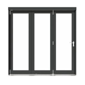 Rohden Clear Fully glazed Anthracite Grey Timber External Contemporary 3 Patio door, (H)2090mm (W)2090mm