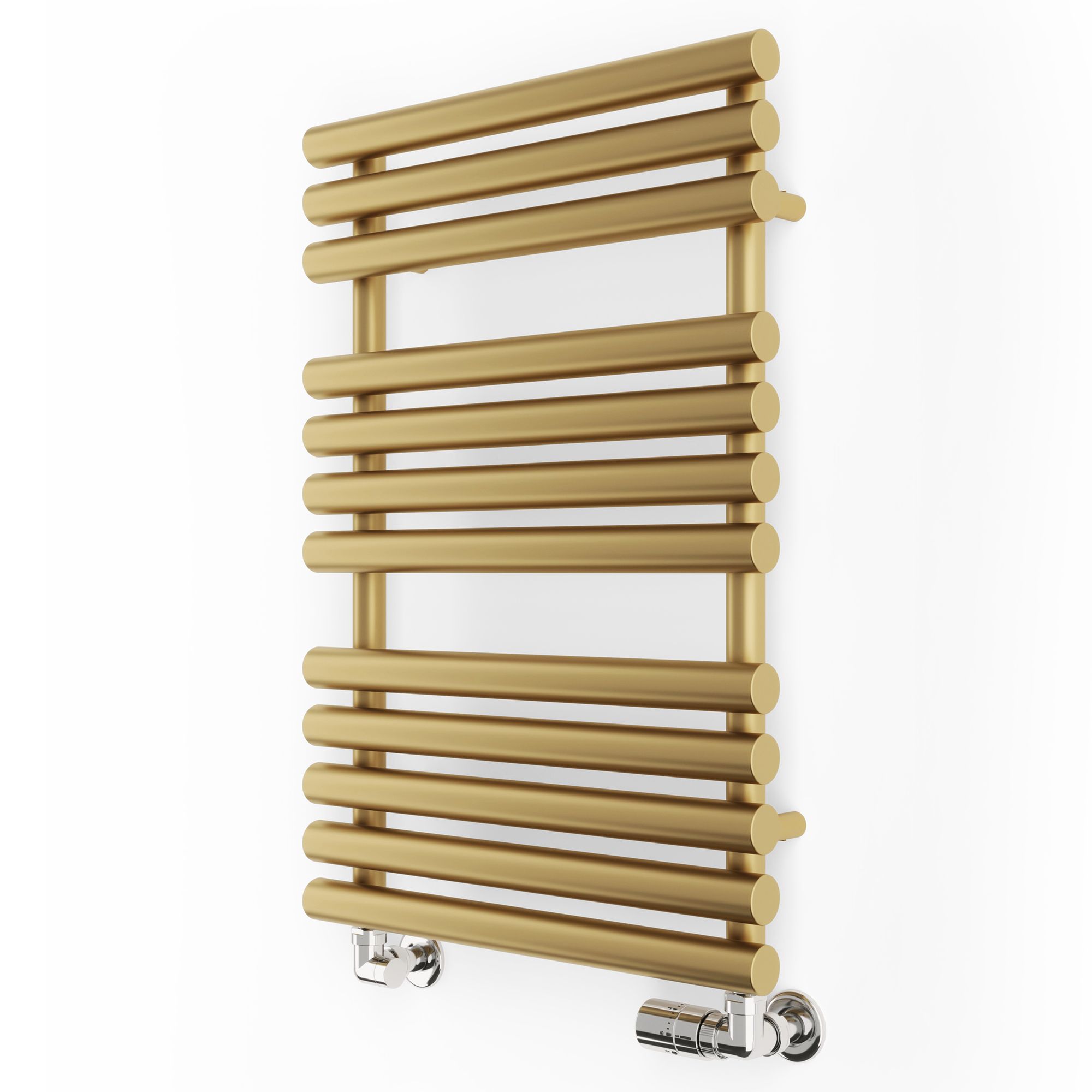 Rolo Brass effect Flat Towel warmer (W)520mm x (H)755mm