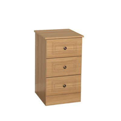 Romany Matt oak effect 3 Drawer Chest of drawers (H)737mm (W)430mm (D)448mm