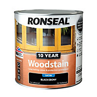 Ronseal 10 Year Ebony Satin Quick dry Doors & window frames Wood stain, 2.5L