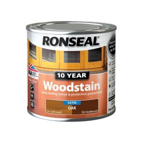 Ronseal 10 Year Oak Satin Quick dry Doors & window frames Wood stain, 250ml