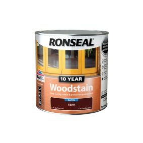 Ronseal 10 Year Teak Satin Quick dry Doors & window frames Wood stain, 750ml