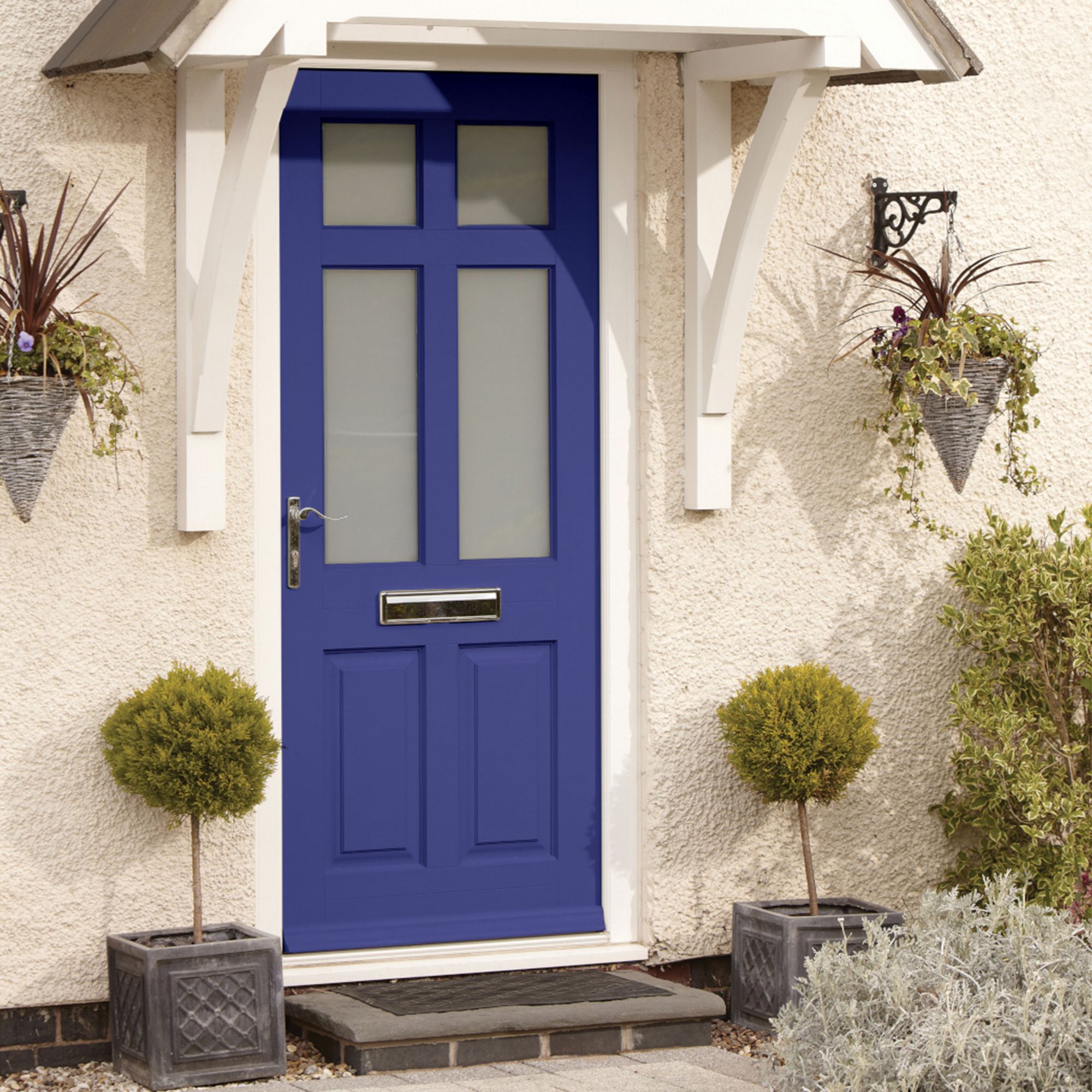 Ronseal 10 Year Weatherproof Wood Paint Royal blue Gloss Deep base Exterior Doors & windows Protector Wood paint, 750ml Tin