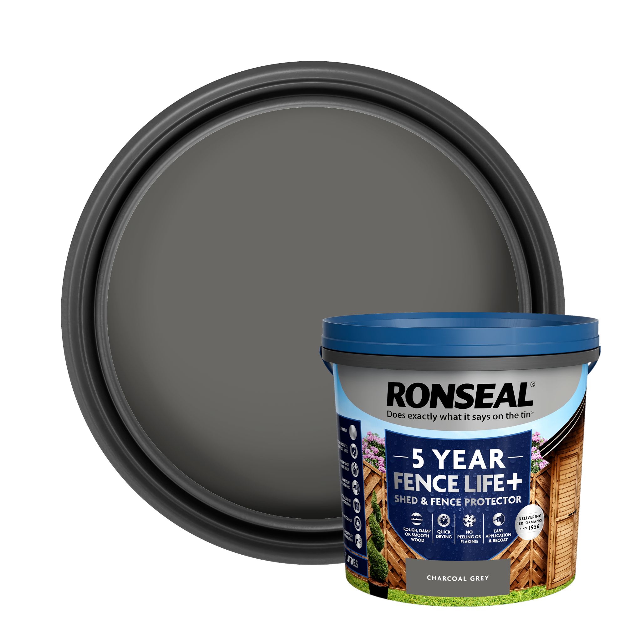 Ronseal 5 Year Fence Life+ Charcoal grey Matt Exterior Shed & fence ...