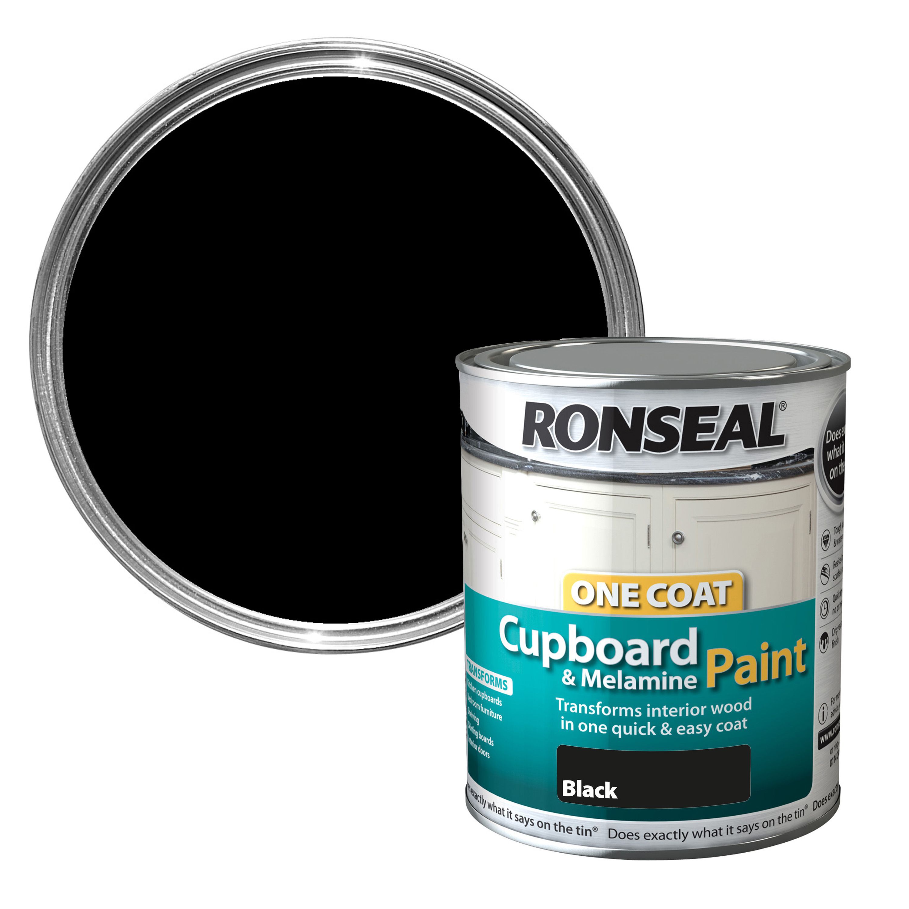 Ronseal Black Gloss Cupboard paint 750 ml DIY at B&Q