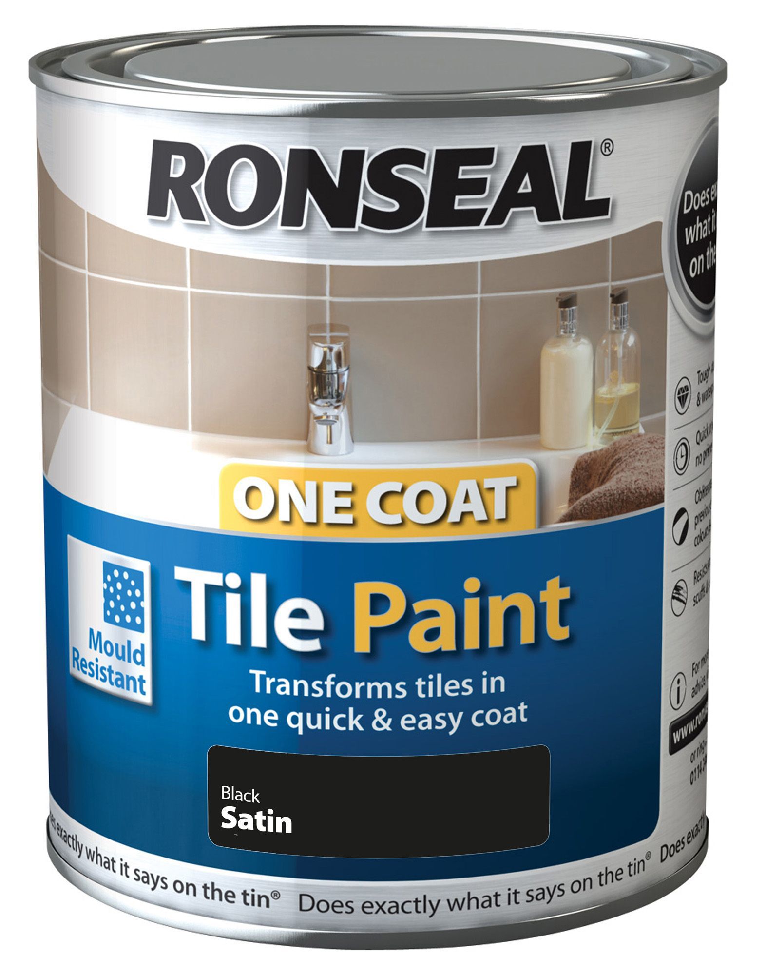 Ronseal Black Satin Tile paint 0.75L DIY at B&Q