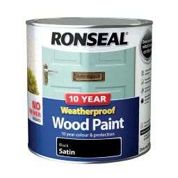 Ronseal Black Satin Wood paint, 2.5L
