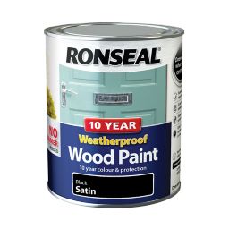 Ronseal Black Satin Wood paint, 750ml