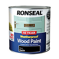 Ronseal Black Satinwood Exterior Wood paint, 2.5L
