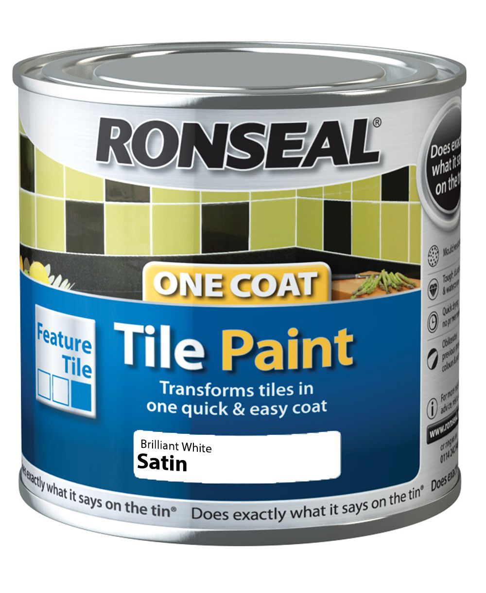 Ronseal Brilliant white Satin Tile paint 0.25L DIY at B&Q