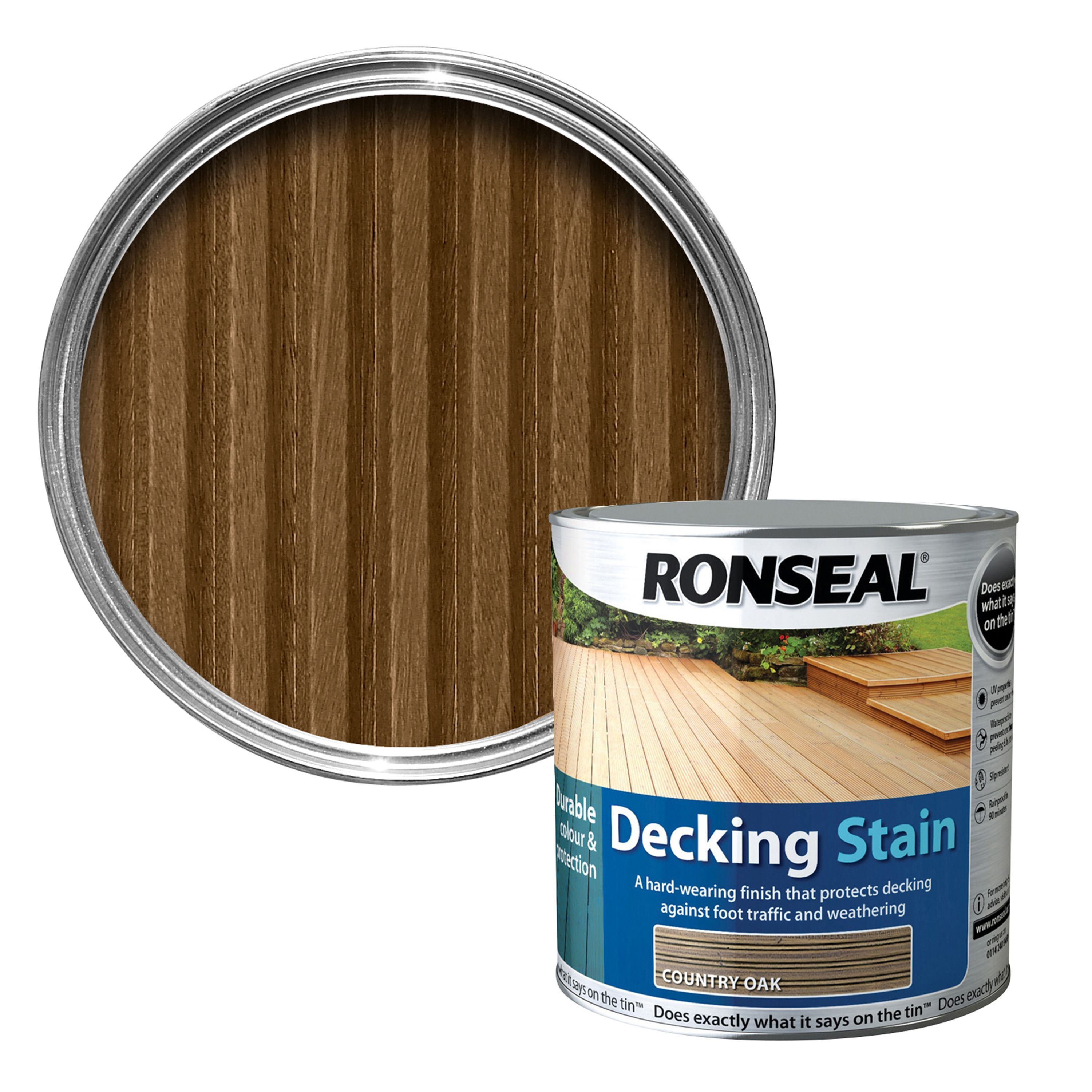 Ronseal Country oak Matt Decking Wood stain, 2.5L DIY at B&Q