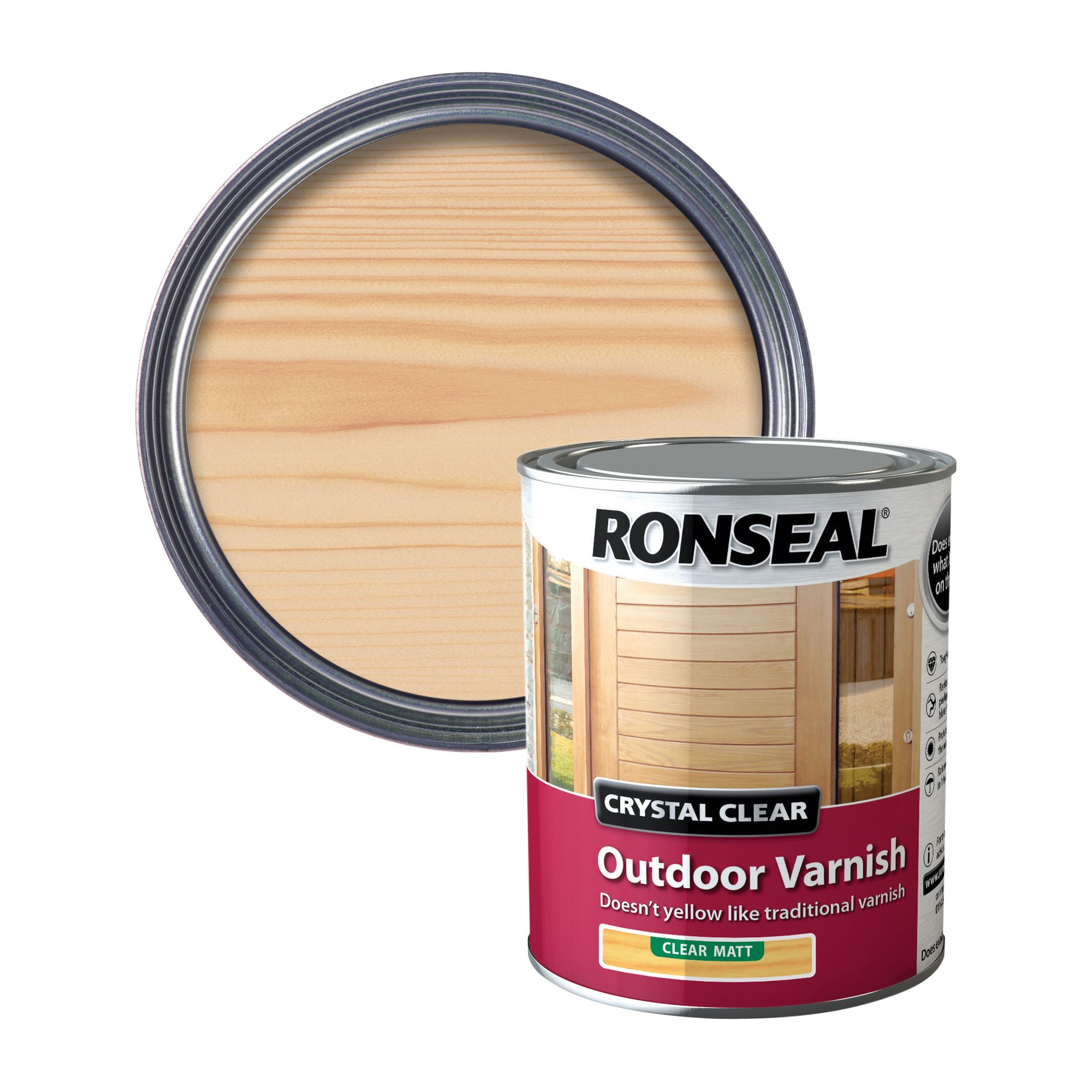 Ronseal Crystal Clear Outdoor Matt Wood Varnish, 750ml