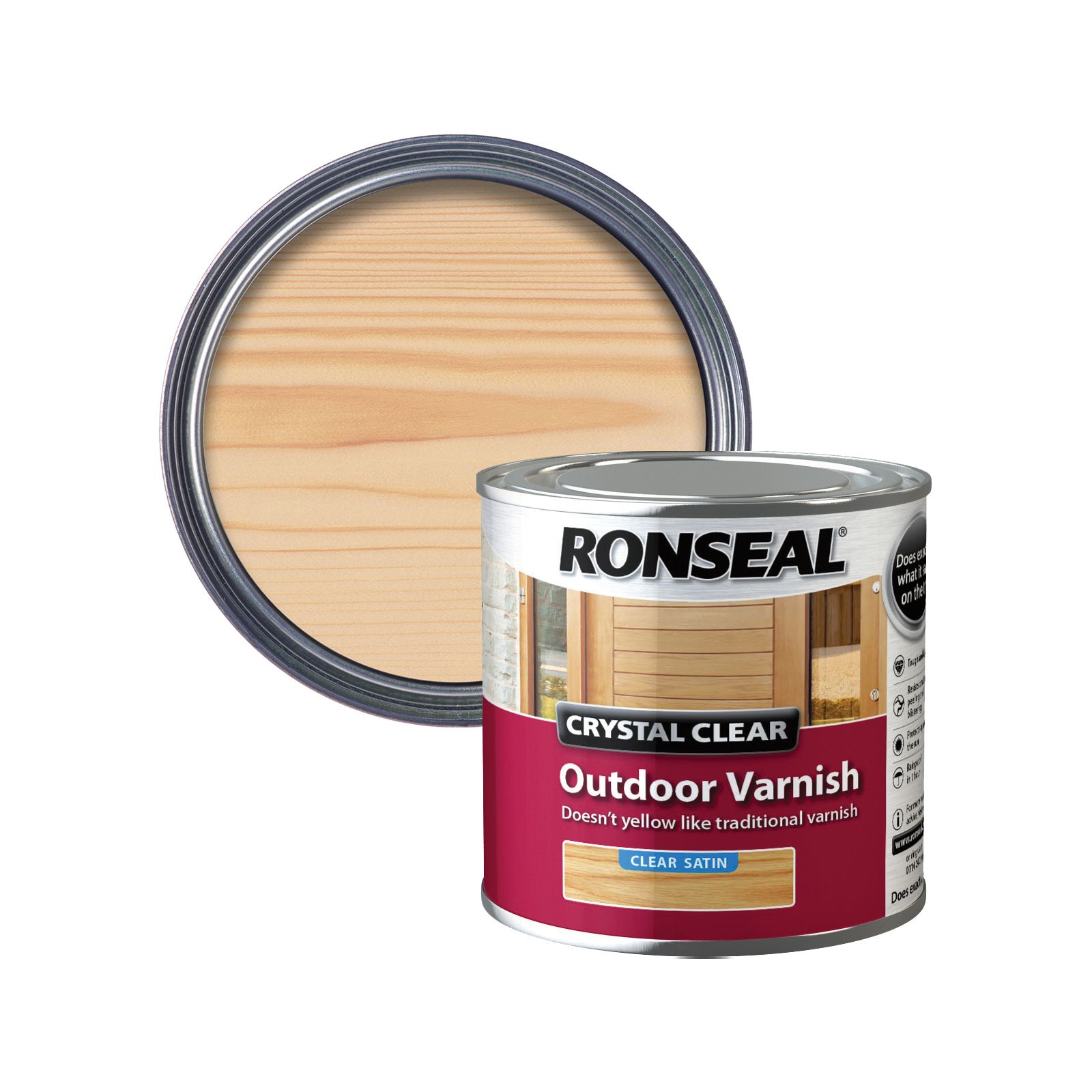 Ronseal Crystal Clear Outdoor Satin Wood Varnish, 250ml