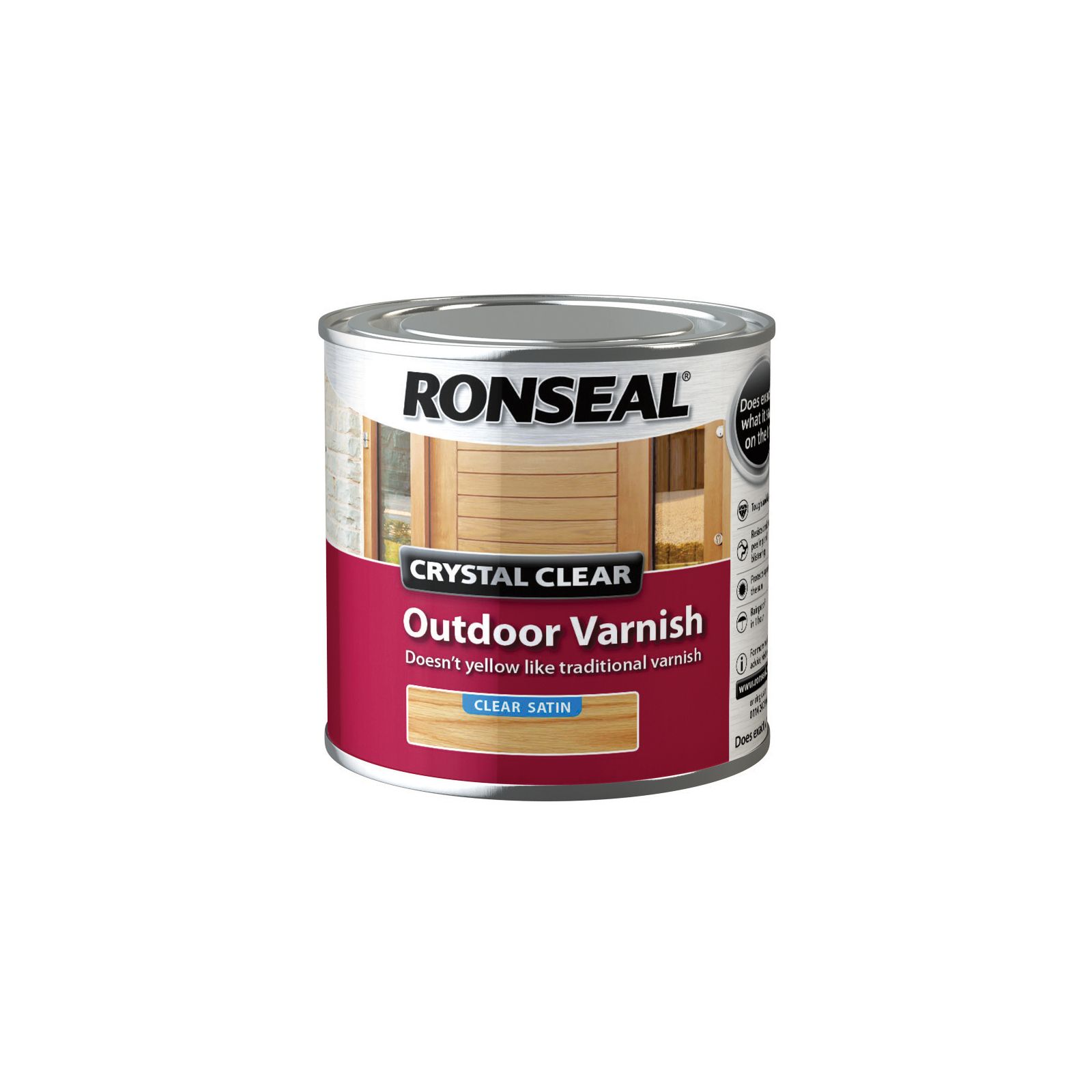 Ronseal Crystal Clear Outdoor Satin Wood Varnish, 250ml