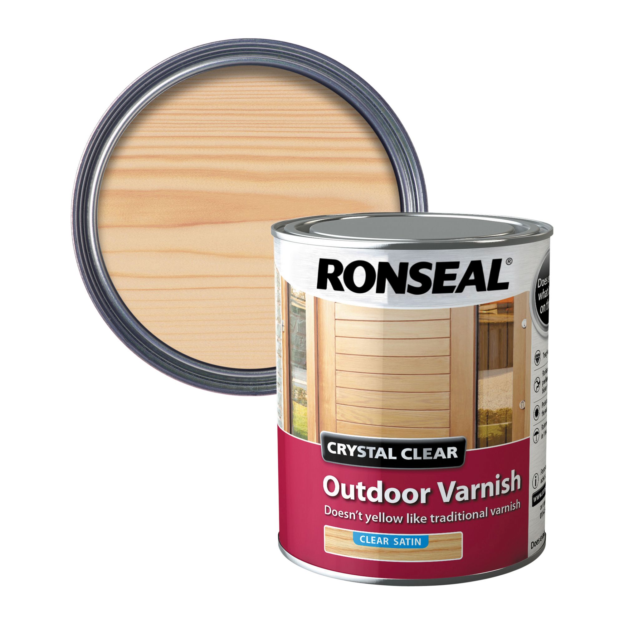 Ronseal Crystal Clear Outdoor Satin Wood Varnish, 250ml