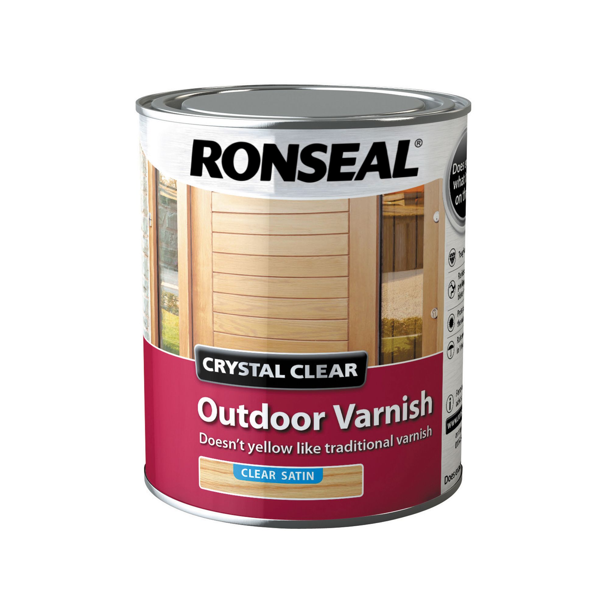 Ronseal Crystal Clear Outdoor Satin Wood Varnish, 250ml