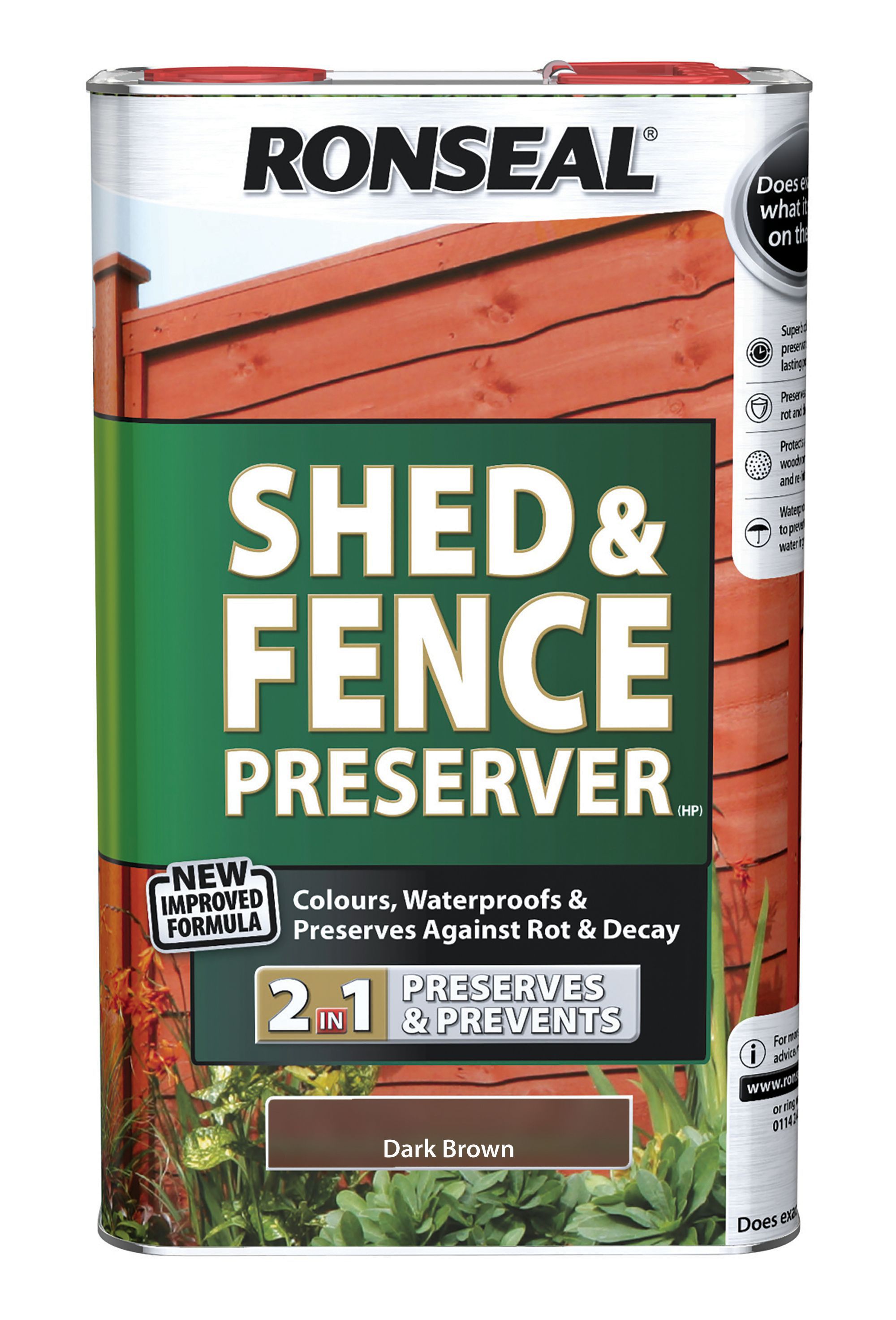 Ronseal Dark brown Matt Fence & shed Preserver, 5L