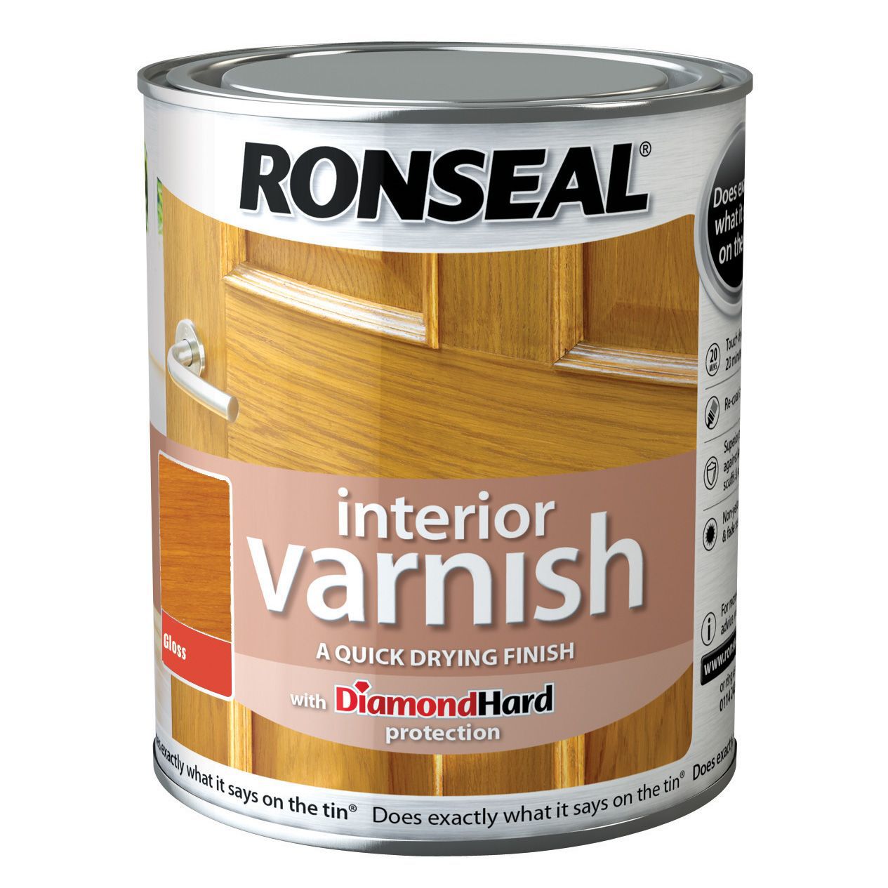 Ronseal Diamond hard Antique pine Gloss Skirting Wood varnish, 750ml