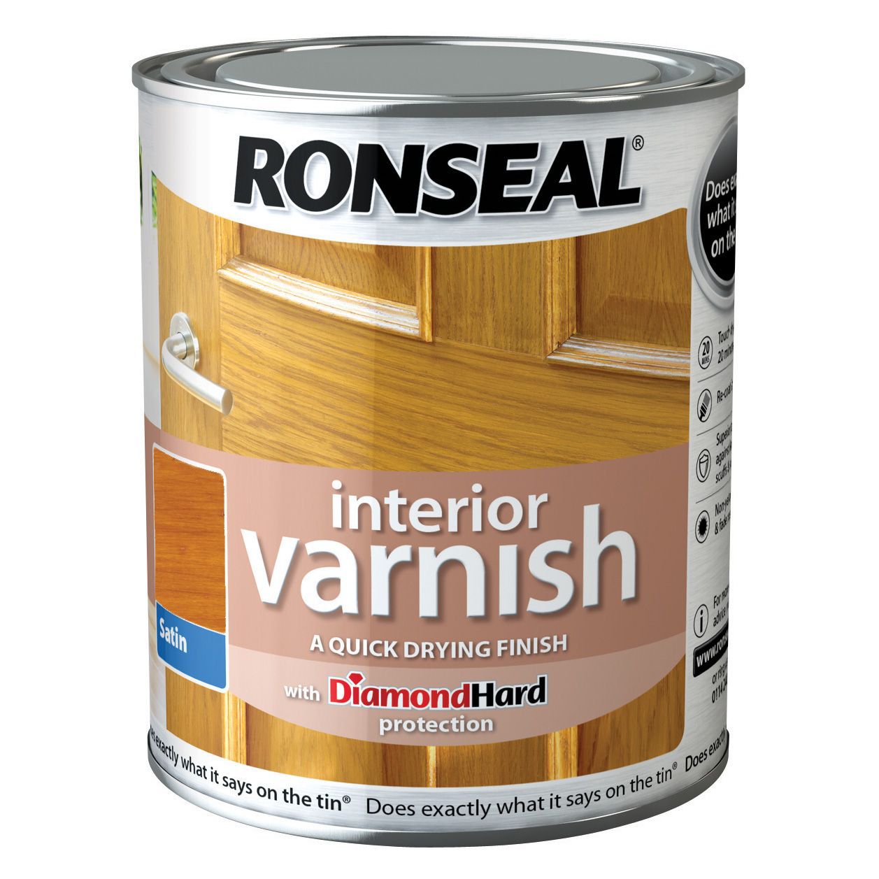 Ronseal Diamond hard Antique pine Satin Wood varnish, 250ml