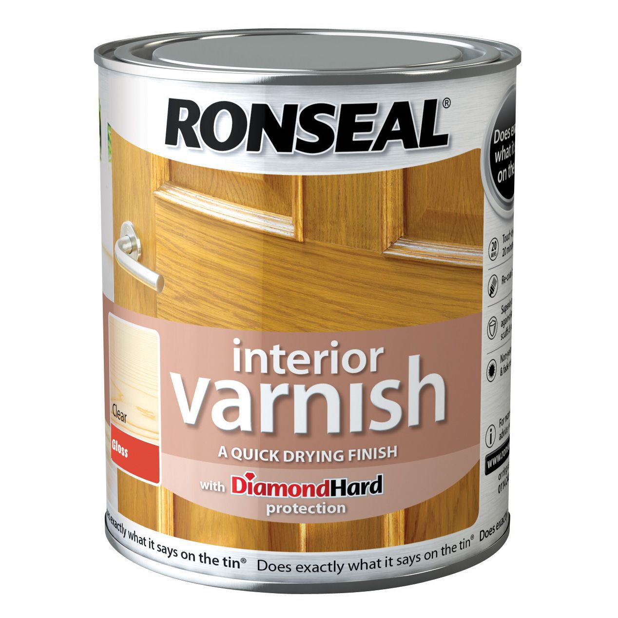 Ronseal Diamond hard Clear Gloss Wood varnish, 2.5L