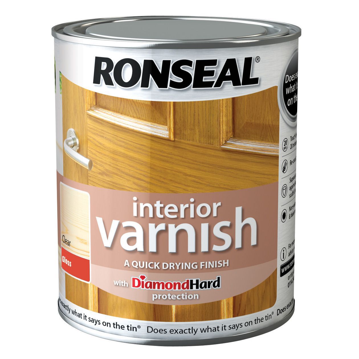 Ronseal Diamond hard Clear Gloss Wood varnish, 250ml