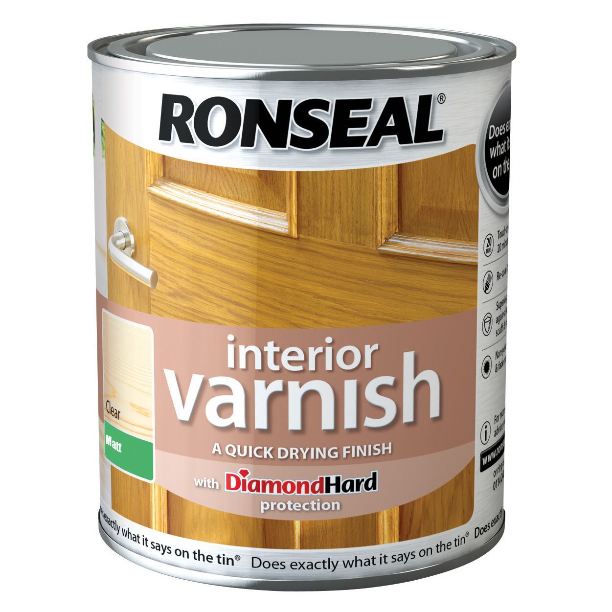 Ronseal Diamond hard Clear Matt Skirting Wood varnish, 250ml